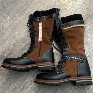 Women's Brown and Black Winter Boots